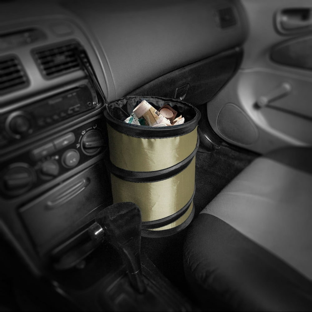 FH Group Auto Car Portable Collapsible Car Trash Can Small Beige