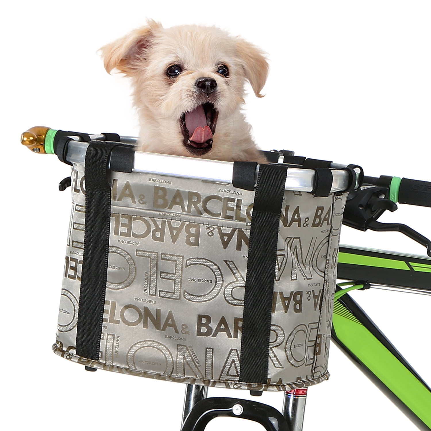 Folding Bike Basket Small Pet Cat Dog Carrier Bag Detachable Bicycle Handlebar Front Basket ...