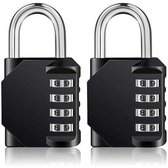 Padlock combination locks 2 pieces, locks with number code 4 digits, curtacombination lock locker for gym, combination padlocks weatherproof black