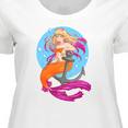 thumbnail image 4 of Inktastic Nautical Orange and Pink Mermaid Sitting on Anchor Women's Plus Size T-Shirt, 4 of 5