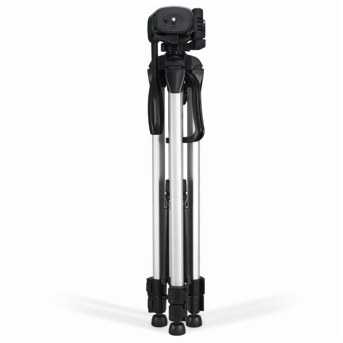 GPX 62 inch Tripod with Pan/Tilt, Quick Release and Slip Resistant feet, TPD627S, Silver
