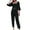 Black, variant on qolati 2 Piece Pant Suits for Women Dressy Puff Long Sleeve Crop Tops and High Waisted Straight Leg Pants Sets Business Casual Outfits