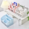 thumbnail image 2 of relayinert Makeup Organizer Open Wide Application Fluent Line Sundries Makeup Products Storage Box Desktop Blue 1Set, 2 of 6