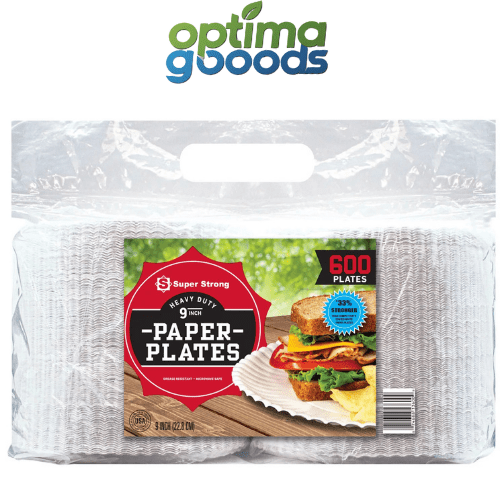 Super Strong Heavy-Duty 9" Paper Plates, 600 Ct – Disposable & Durable