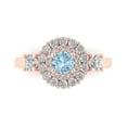 thumbnail image 2 of 1.6 ct Brilliant Round Cut Natural Aquamarine 14k Rose Gold Halo Solitaire with Accents Bridal Wedding Engagement Promise Anniversary Ring for Women size 9, 2 of 7