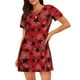 thumbnail image 1 of Fotbe A Web With A Spider 1 Bata de Dormir para Mujer con Estampado, Camisón de Algodón de Manga Corta, Ropa de Dormir Casual, 1 of 6