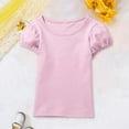 thumbnail image 2 of REDARER Girls Short Sleeve T-Shirt Cotton Puff Sleeve Top Cute Comfortable Casual Tee For Toddler Kids Soft Everyday Playwear,Color:Pink,Size:0-1 Years, 2 of 3