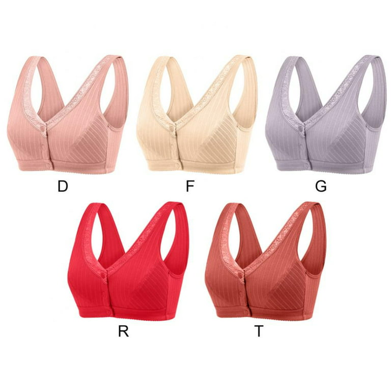 Popvcly Seamless Lace Trim No Steel Ring Bras for Middle Age Women