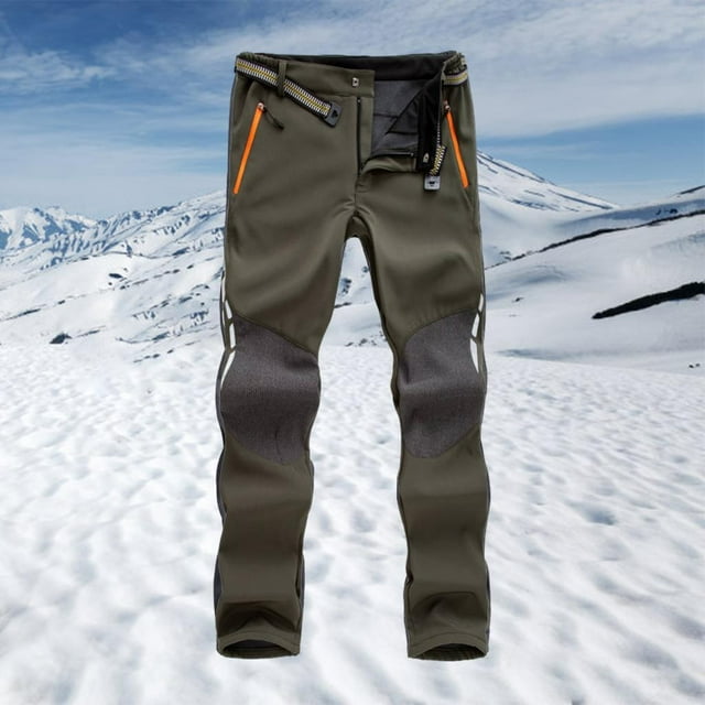 Pantalones de nieve con bolsillos con cremallera, ropa de carga, equipo de ejercicio forrado, mallas de lana, pantalones para ejercicio, pantalones de Verde XL Fernando Pantalones de hombre