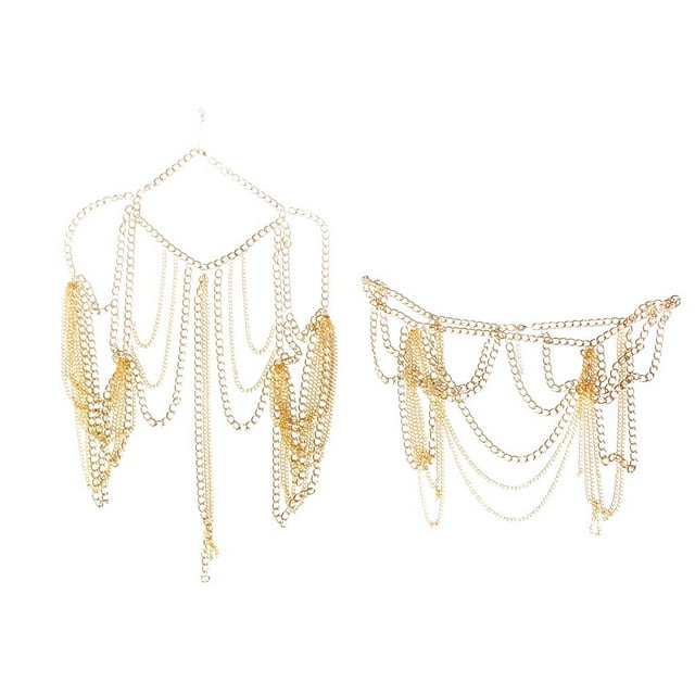 Conjunto de Collar de Hombro Zulema de Cadena de Cuerpo de Cintura con Borlas para Mujer