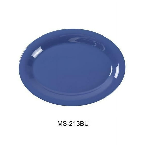Yanco MS-213BU Mile Stone Oval Platter - Melamine, Blue - 10.5 x 13.5 in. - Pack of 12