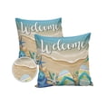 thumbnail image 2 of Outdoor Throw Pillow Cover Flip Flops and Starfish Seashell Waterproof Cushion Covers 2 Pack Seaside Sandbeach with Sea Wave Pillow Cases Home Decoration for Patio Garden Couch Sofa, 2 of 7