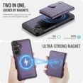 thumbnail image 4 of JEEHOOD Case For Samsung Galaxy A25 5G, RFID Blocking Compatible With MagSafe Detachable 2 In 1 Wallet With Snap fastening Card Holder,PU Leather Case,Kickstand Magnetic Protective Cover,Purple, 4 of 8