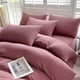 thumbnail image 5 of Juegos de colcha y cubrecama para todas las estaciones: juego de cama de 4 piezas, sábanas lavables de color liso, funda nórdica y fundas de almohada, sábanas de algodón lavado., 5 of 9