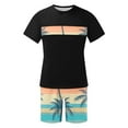 thumbnail image 5 of BiZtdJrK 2 Piece Outfits for Men Big and Tall Tshirt and Shorts Tracksuits Fashion Hawaiian Palm Trees Print Short Sleeve Tops and Shorts Summer Jogger Suits Black XXXL, 5 of 6