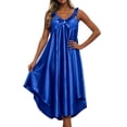 thumbnail image 2 of Silky Nightgowns For Women Sleeveless Midi Satin Night Gown Soft Ice Silk Nightdress Flowy Long Sleep Dress, 2 of 5