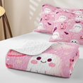 thumbnail image 4 of Erosebridal Cartoon Ghost Bed Spread Queen, Cute Halloween Heart Queen Coverlet Set for Girls, Light Pink White, 3 Pieces 1 Quilt and 2 Pillowcases, 4 of 7