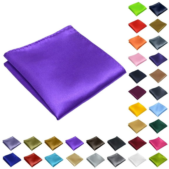 shoper Handkerchiefs for Men, Pocket Squares for Men Suit Solid Hankies Plain Color Satin 8.66 Inch Handkerchief for Wedding Party Evening