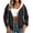 #02-Black, variant on Women Polka Dot Jacket, Hooded Long Sleeve Zip Up Drawstring Printed Coat for Casual and Outdoor