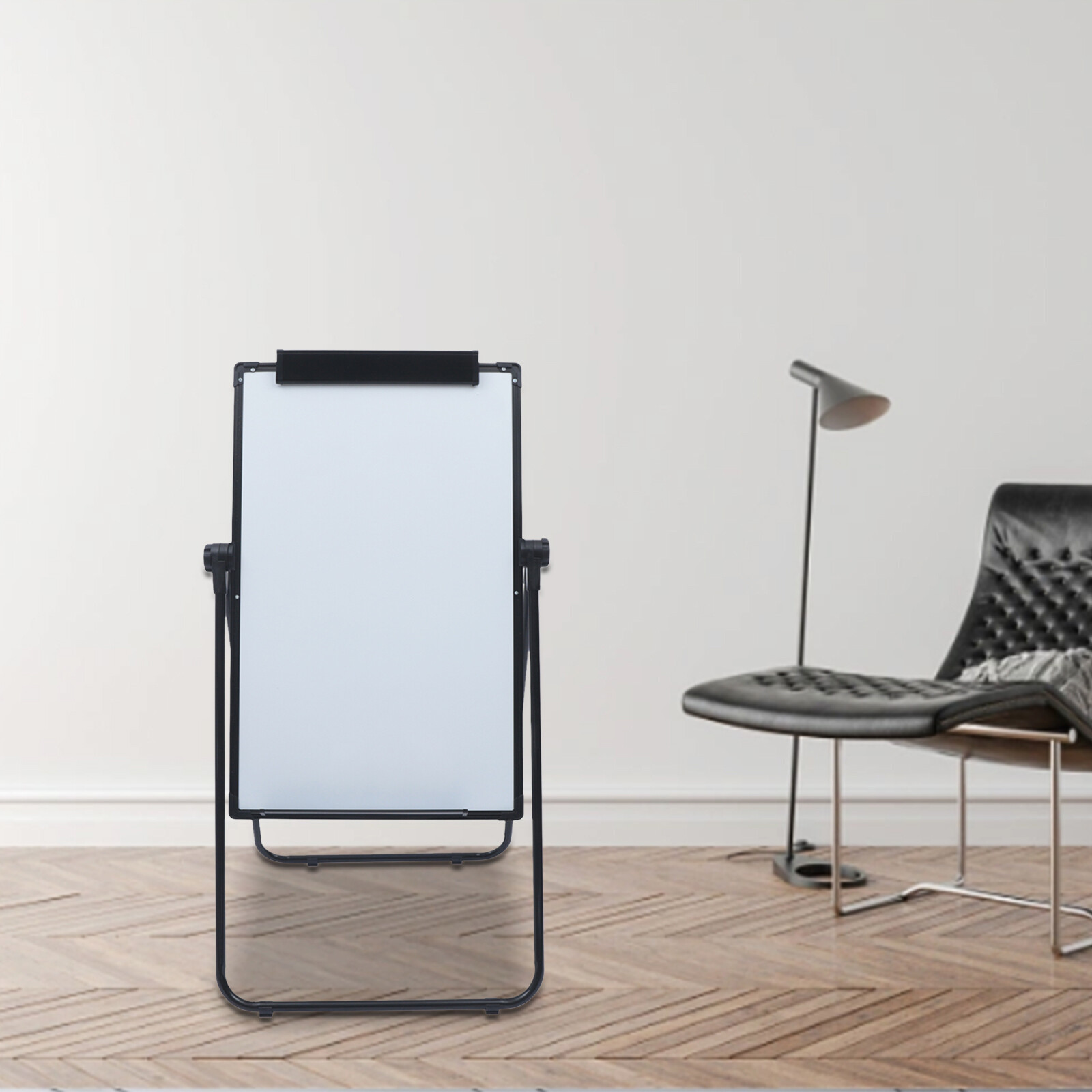 35*24" Double Sided Board Magnetic Dry Erase White Board Adjustable Freestanding