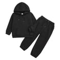 thumbnail image 4 of Vxuxlje Kids 2 Piece Sport Tracksuit Boys Girls Long Sleeve Drawstring Hoodie Sweatshirt with Jogger Black 110, 4 of 9