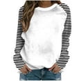 thumbnail image 3 of HVOBTTY Womens Long Sleeve Pullover Sweatshirt, Fall Tops for Women, Women's Crew Neck Striped Print Color Block Raglan Sweatshirt White, XXL, 3 of 5