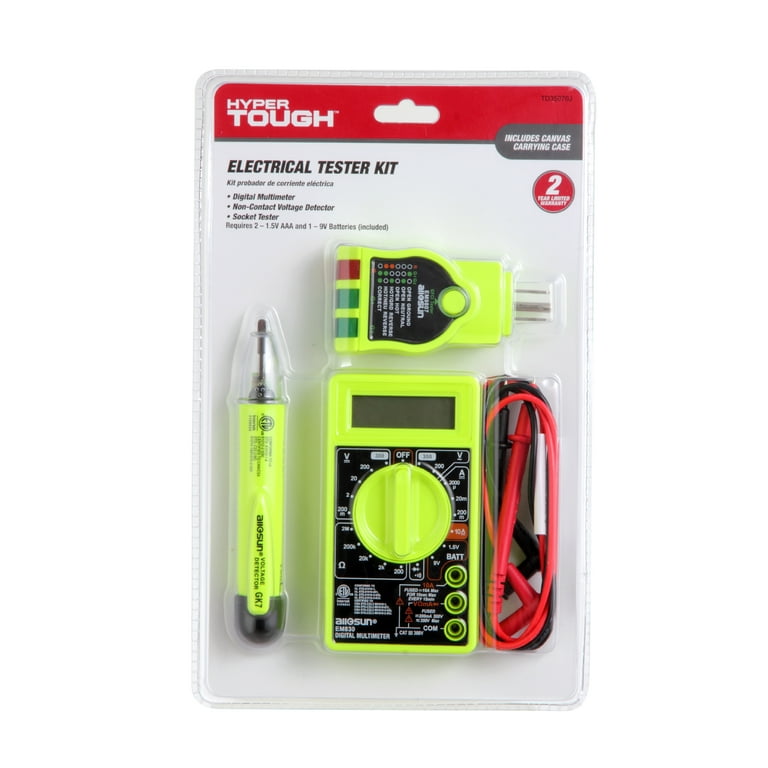 HyperTough 3 Piece Electrical Tester Kit with Storage Case TD35071