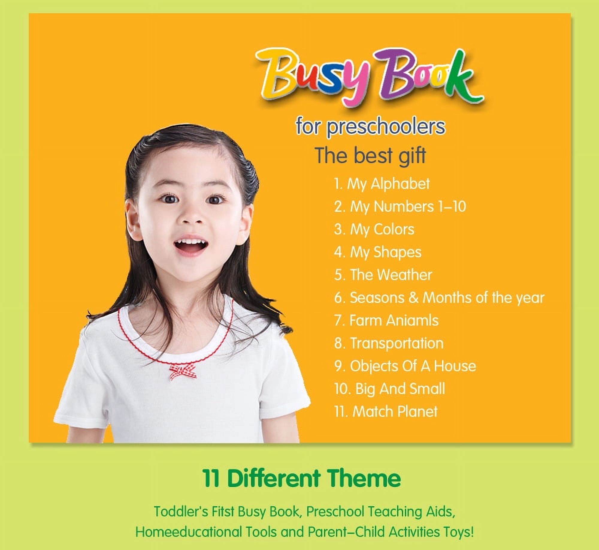 Preschool Busy Book for Toddler, Kindergarten Workbook Education Toy Reusable Waterproof Quiet Book Activity Board Learning Gift for Kids Boys Girls, Christmas, Birthdays, Children's Day
