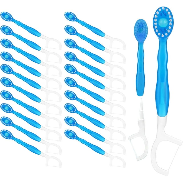 Mini Brosse à Dents Jetable portable, 5-en-1 Multifonction, Livré avec Fil Dentaire, Grattoir de Langue, Cure-Dent et Perles Rafraîchissantes, Aucun Rinçage Requis.,C-20