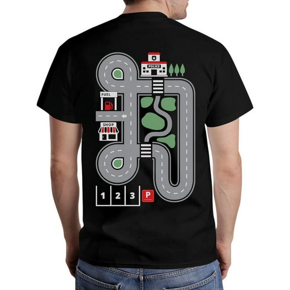 Play Cars on Daddy's Back Shirt Gift for Dad Shirt Funny Car Play Mat T-Shirt Large Black