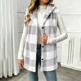 thumbnail image 2 of UDAUDU Womens Fleece Vests Fall Winter Fuzzy Button Down Hooded Plaid Vest | Fluffy Cute Plaid Checkered Vests Long Vests Holiday Sherpa Sleeveless Jacket Fall Clothes for Women L, 2 of 8