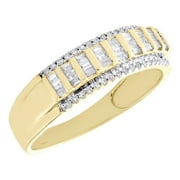JFL DIAMONDS & TIMEPIECES 10K Yellow Gold Baguette Diamond Tiered Bar Wedding Band Anniversary Ring 1/4 Ct