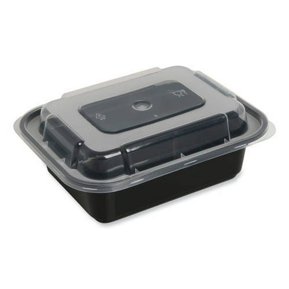 Food Container with Lid, 12 oz, 5.78 x 4.52 x 2.24, Black/Clear, Plastic, 150/Carton | Bundle of 2 Cartons