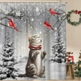 thumbnail image 2 of Funny Cat Shower Curtain, winter Snow Scene Themed Bathroom Decor Cute Animal Shower Curtains for Bathroom Fabric Bath Accessories 12 Pack Hooks 69x70inch, 2 of 5