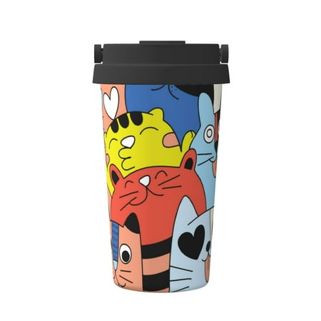 

KLL Funny Cats Pattern Stainless Steel Vacuum Insulated Tumbler - Carry Insulated Coffee Mug - Reusable Insulated Cold Brew Iced Coffee Cup Thermos