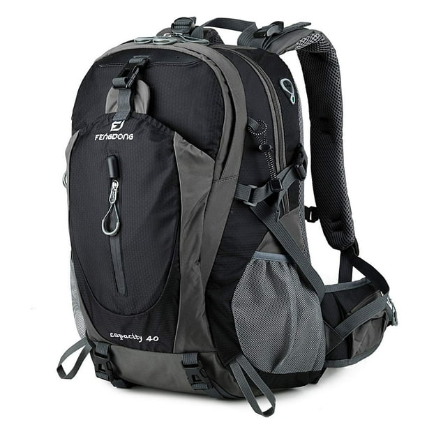 Mochila ligera FENGDONG impermeable 40 litros para senderismo campamento viaje color negro