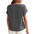 thumbnail image 5 of Itsame Short Shirt Sleeved Tops for Womens New Round Neck T-Shirt Blouses Gray Size 2XL, 5 of 5