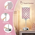 thumbnail image 3 of NATYSWAN Touch Crystal Table Lamp, 3-Way Dimmable Nightstand Lamp with USB Ports,Modern Bedside Lamp for Bedroom, Living Room,Pink, 3 of 7