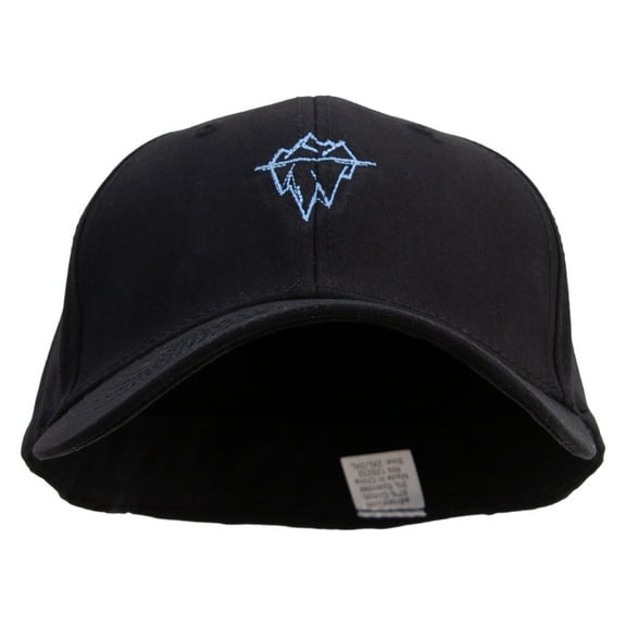 Linear Iceberg Embroidered Big Size Stretchable Deluxe Fitted Cap - Black XL-2XL