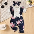 thumbnail image 2 of mgoYE Newborn Baby Girl Summer Clothes Floral Short Sleeve Bubble Romper Bow Shorts Jumpsuit Infant Outfit 0 3 6 9 12 18 Months(Black,0-3 Months), 2 of 9