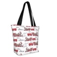thumbnail image 2 of KLL Tote Bag for Women Retro Train Print Shopping Grocery Reusable Bags for Office School Shopping Travel, 2 of 6
