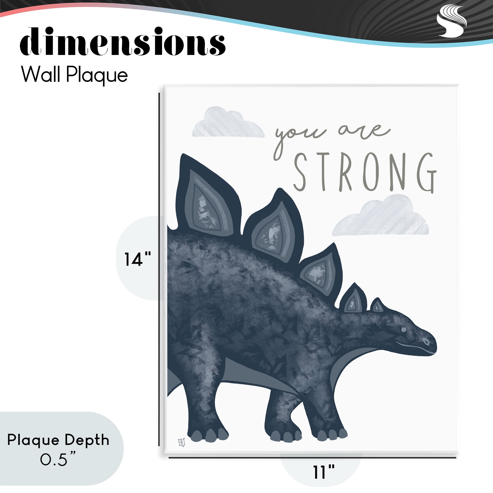 Stupell Industries You Are Strong Dinosaur Wall Plaque Art, design by Elizabeth Tyndall