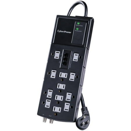 CyberPower HT1208TC HT1208TC Home Theater Surge-Protector 12-Outlet Power Strip, 8-Foot