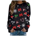 thumbnail image 1 of Sudadera navideña para mujer con estampado de copos de nieve, camisetas, camisetas, sudadera de cuello redondo de manga larga Pompotops gfhjh8885, 1 of 6