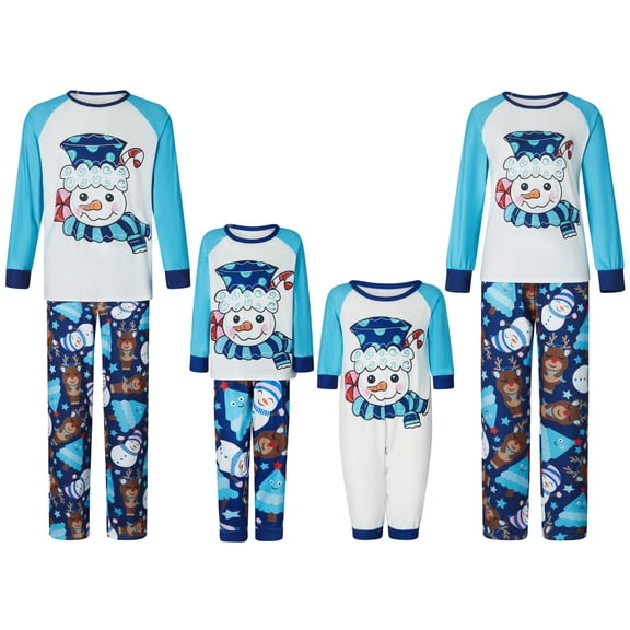 AIGUR Family Matching Christmas Pajama Set Christmas Pajamas for Family, Long Sleeve Snowman Print Tops Pants Set Sleepwear Loungewear