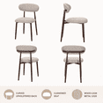 thumbnail image 6 of ClinQ Dining Chairs Set of 2, Modern Upholstered Kitchen Chairs with Curved Backrest, Thick Linen Fabric Cushion and Wood Grain Metal Legs, Camel, 6 of 9