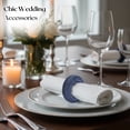 thumbnail image 3 of Set of 12 Handcrafted Napkin Rings - Plastic & Cotton Round Napkin Holders for Dining Table Décor (Navy Blue), 3 of 7