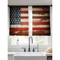 thumbnail image 2 of Vintage American Flag Sheer Curtains 45 Inch Length 2 Panels Set Window Treatments, Country Stars Stripes Wood US Flag Rod Pocket Semi Curtains for Living Room/Bedroom/Kitchen Décor, 104"W x 45"L, 2 of 7