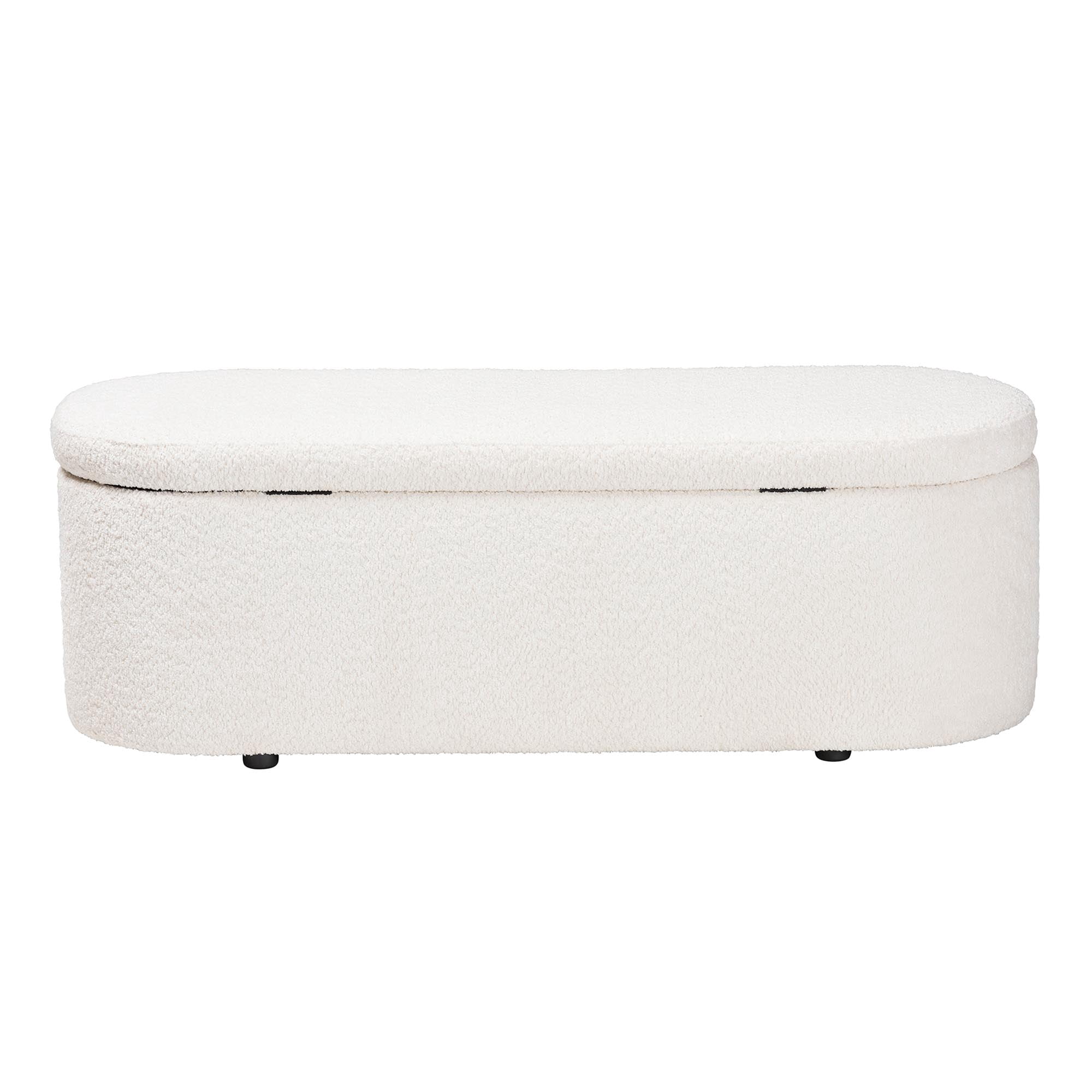 Baxton Studio Lavina Modern Storage Bench, Teddy-Bear Fabric, Black