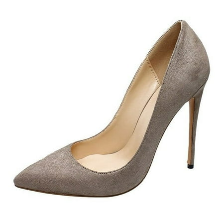 YCNYCHCHY Spring Elegant Fashion Women Pumps Suede Leather High Heels Black Purple Pointed Toe Big Size Wedding Prom Party Shoes
